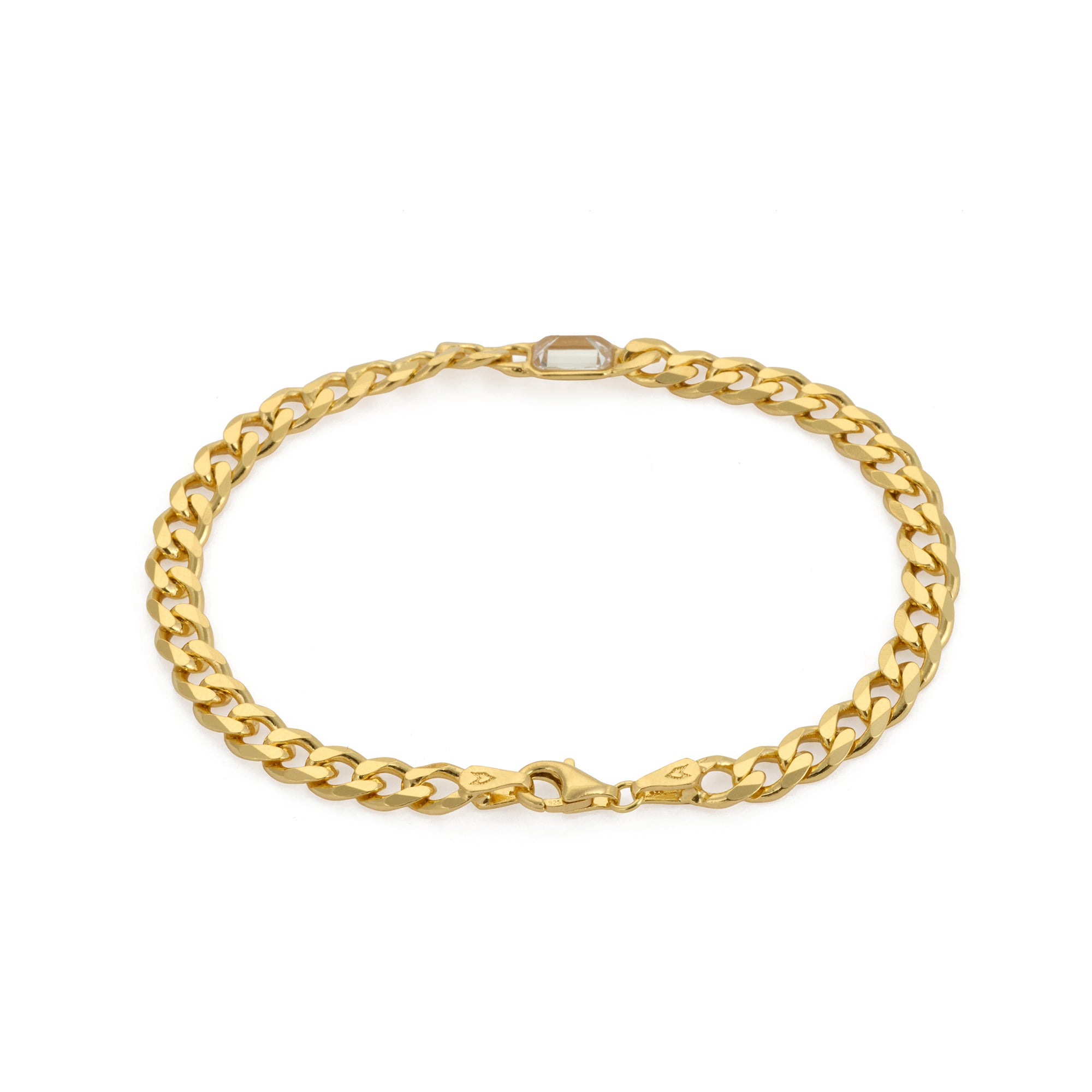 White Baguette Bracelet in Gold