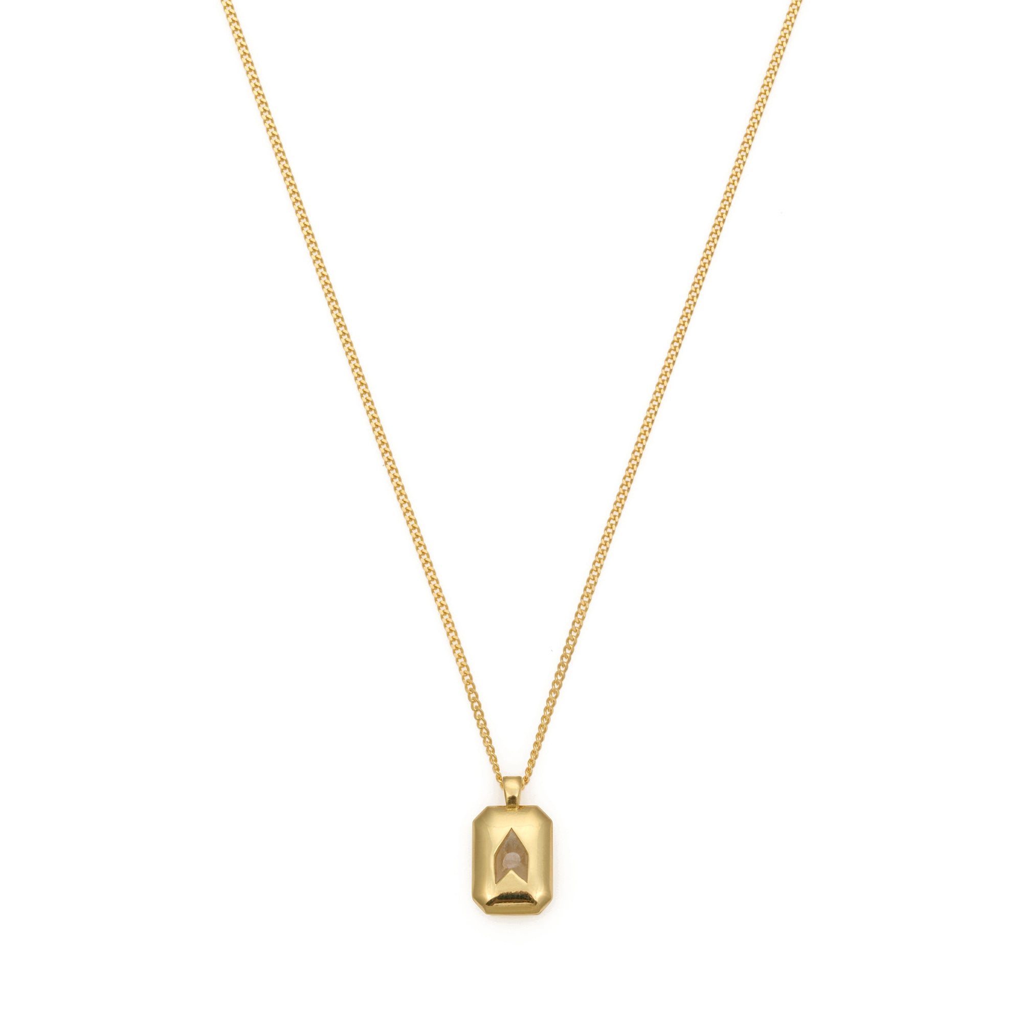 White Baguette Necklace in Gold