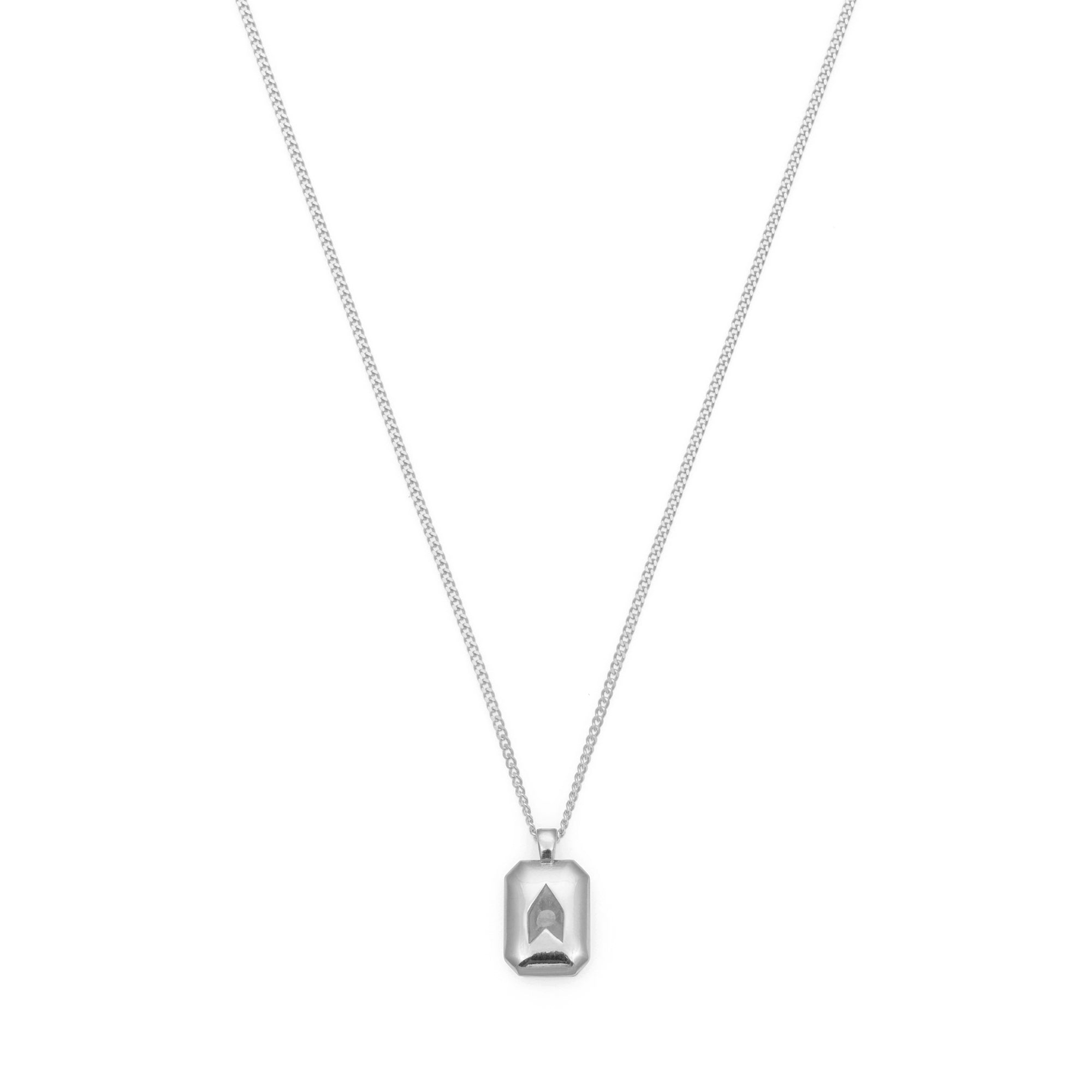 White Baguette Necklace in Silver