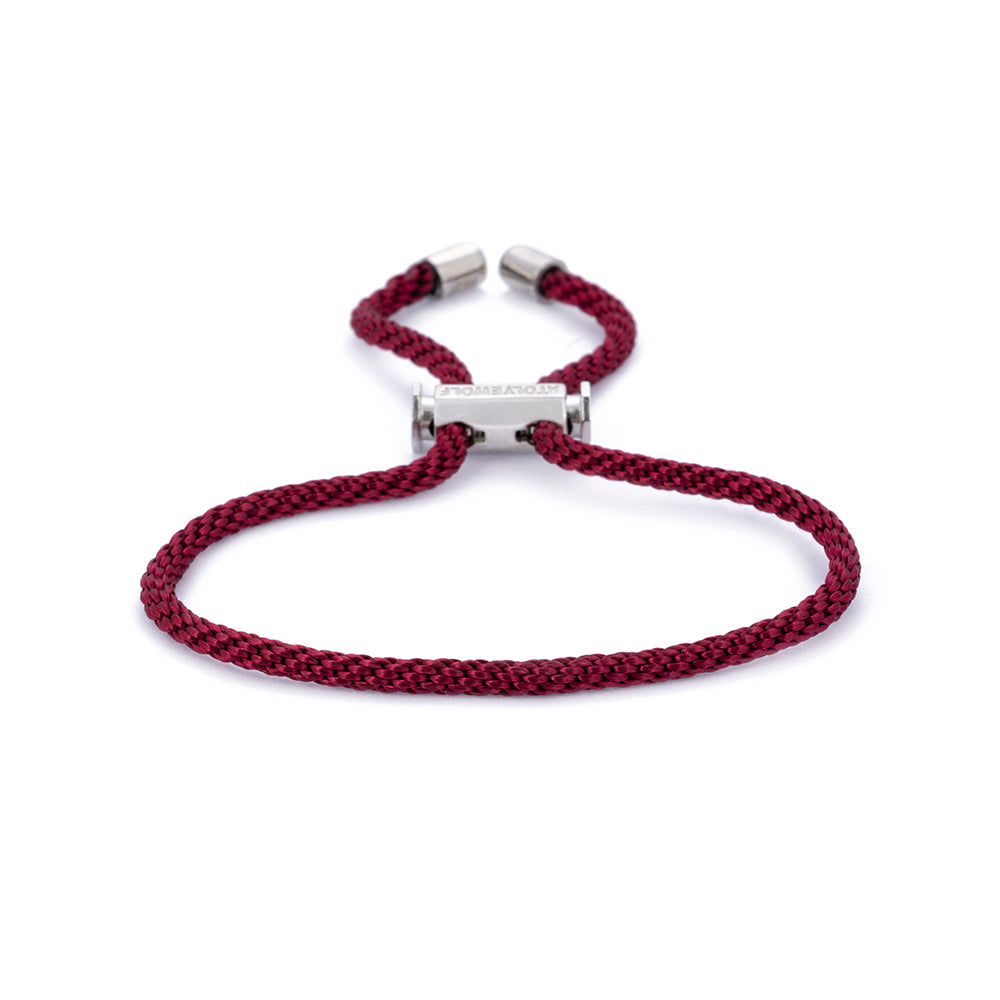 Claret Red Lace Bracelet in Silver