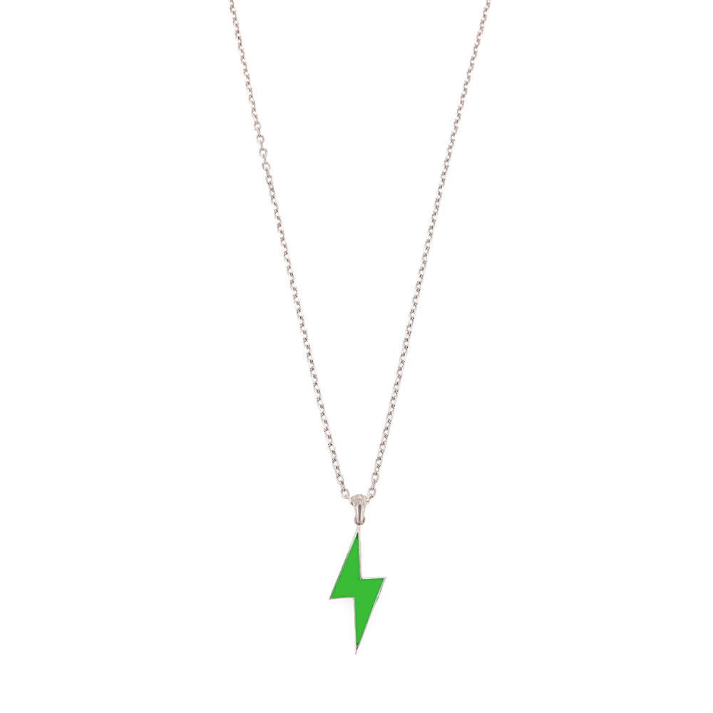 Green Lightning Necklace in Silver