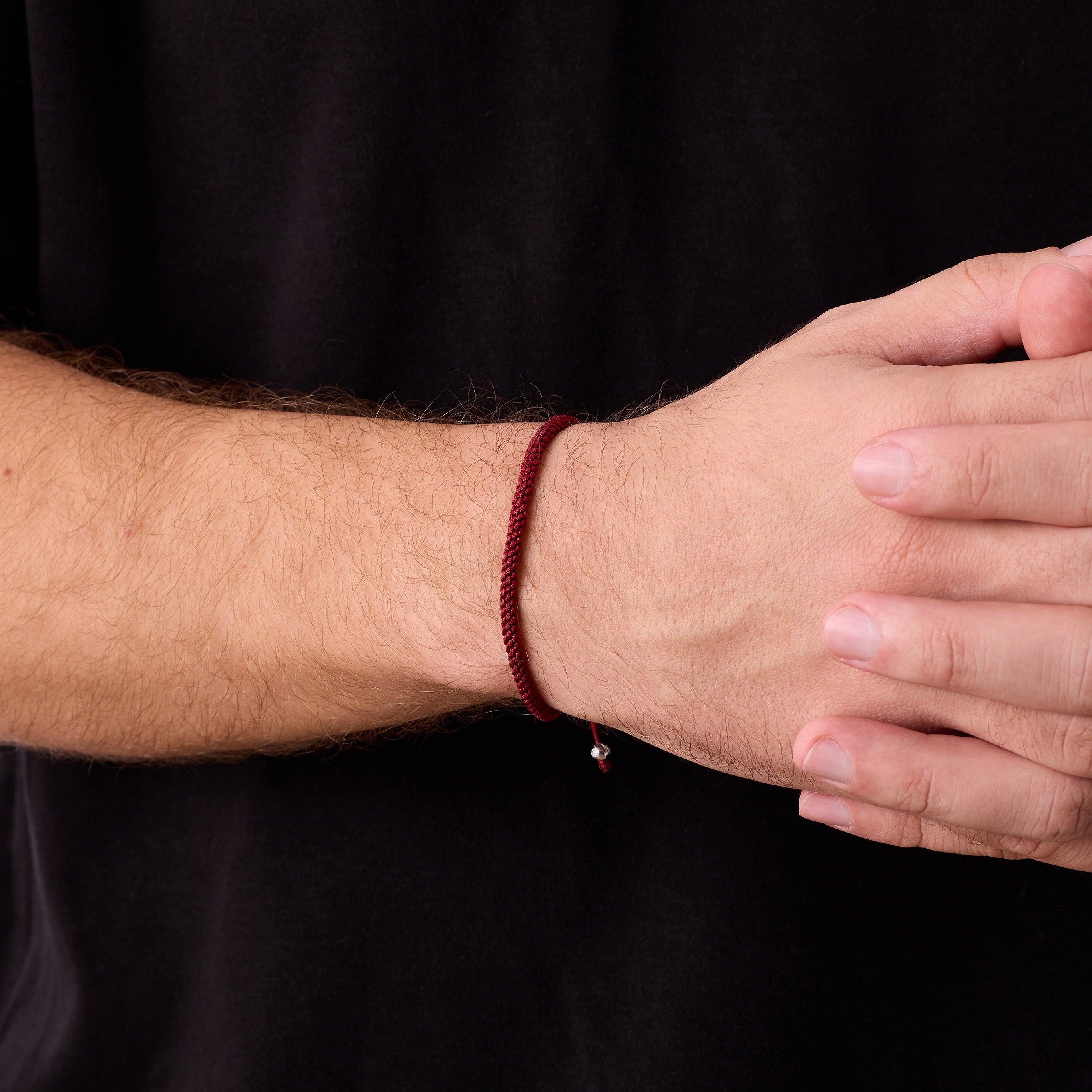 Claret Red Knot Bracelet in Silver