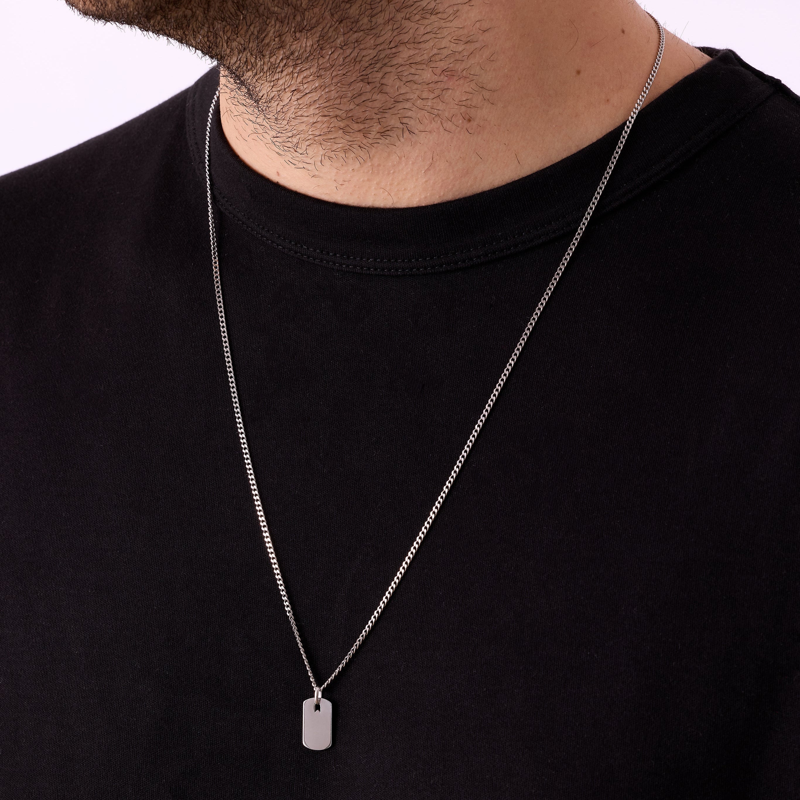 Small Plate Necklace in Silver