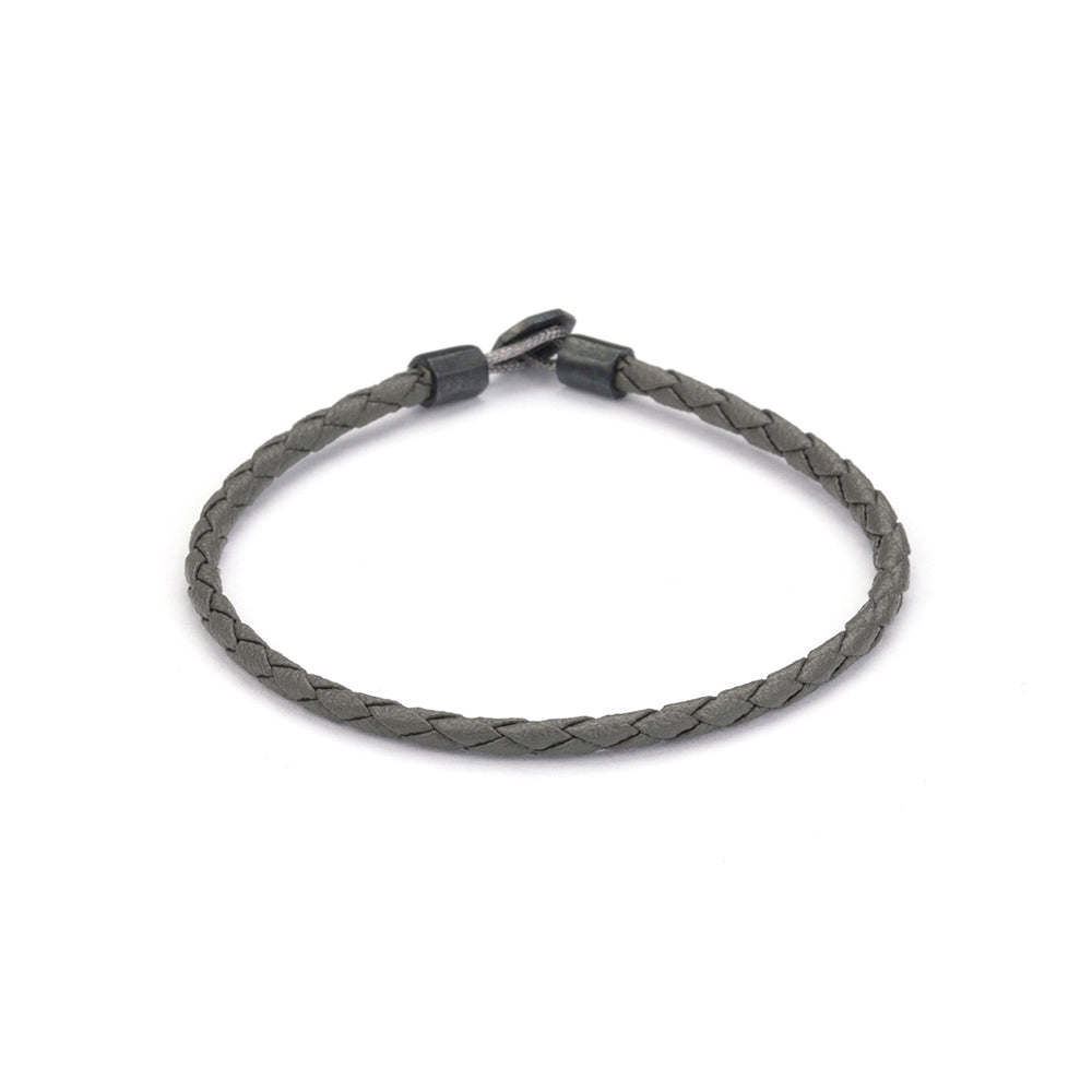 Grey Leather Chance Bracelet in Oxide