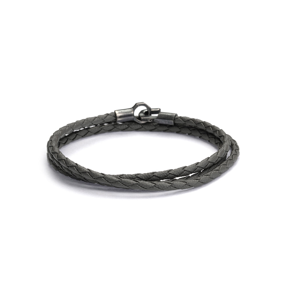 Grey Triple Leather Bracelet in Oxide
