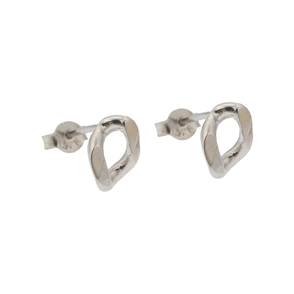 Curb Chain Earrings in Silver