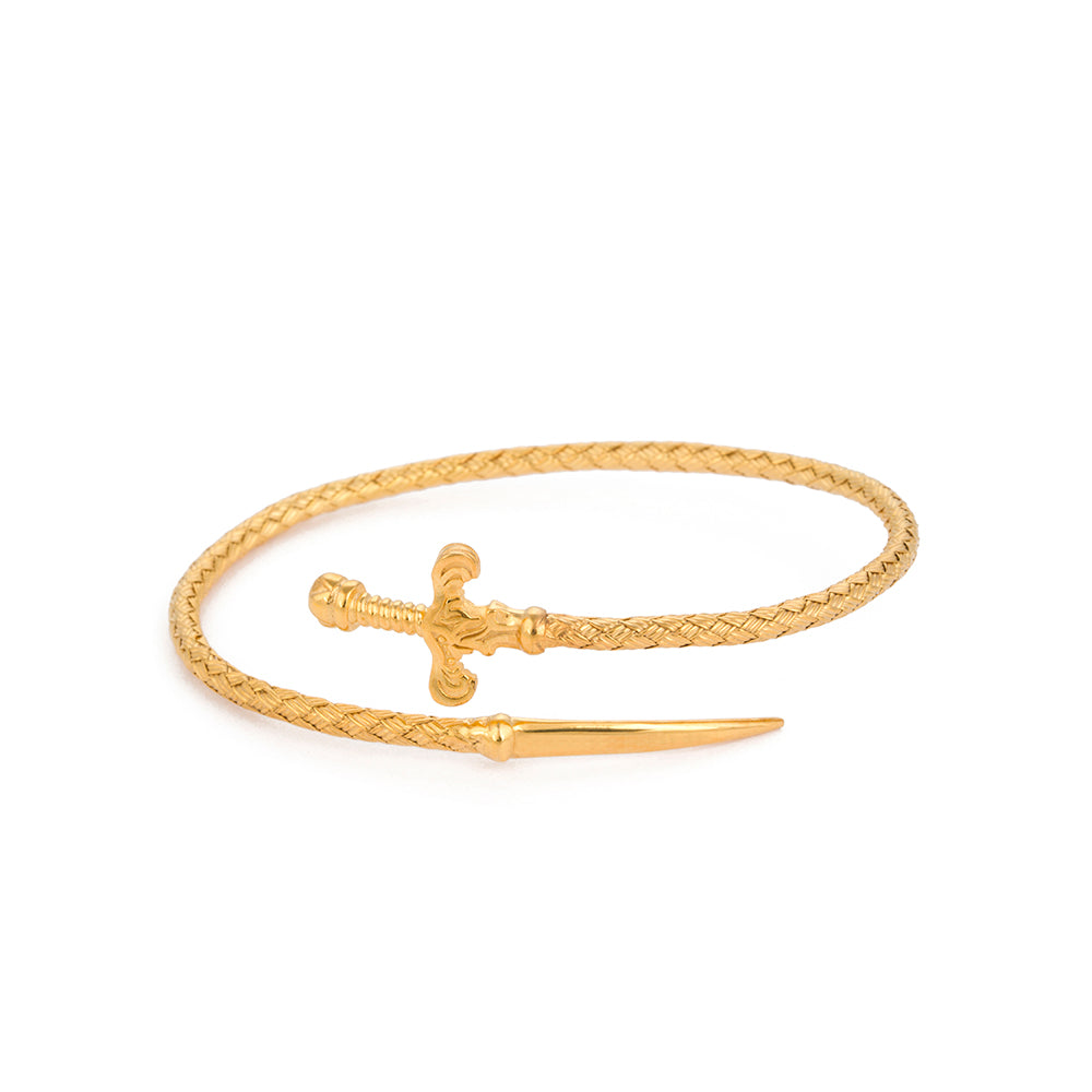 Sword Braided Bangle in Yellow Gold