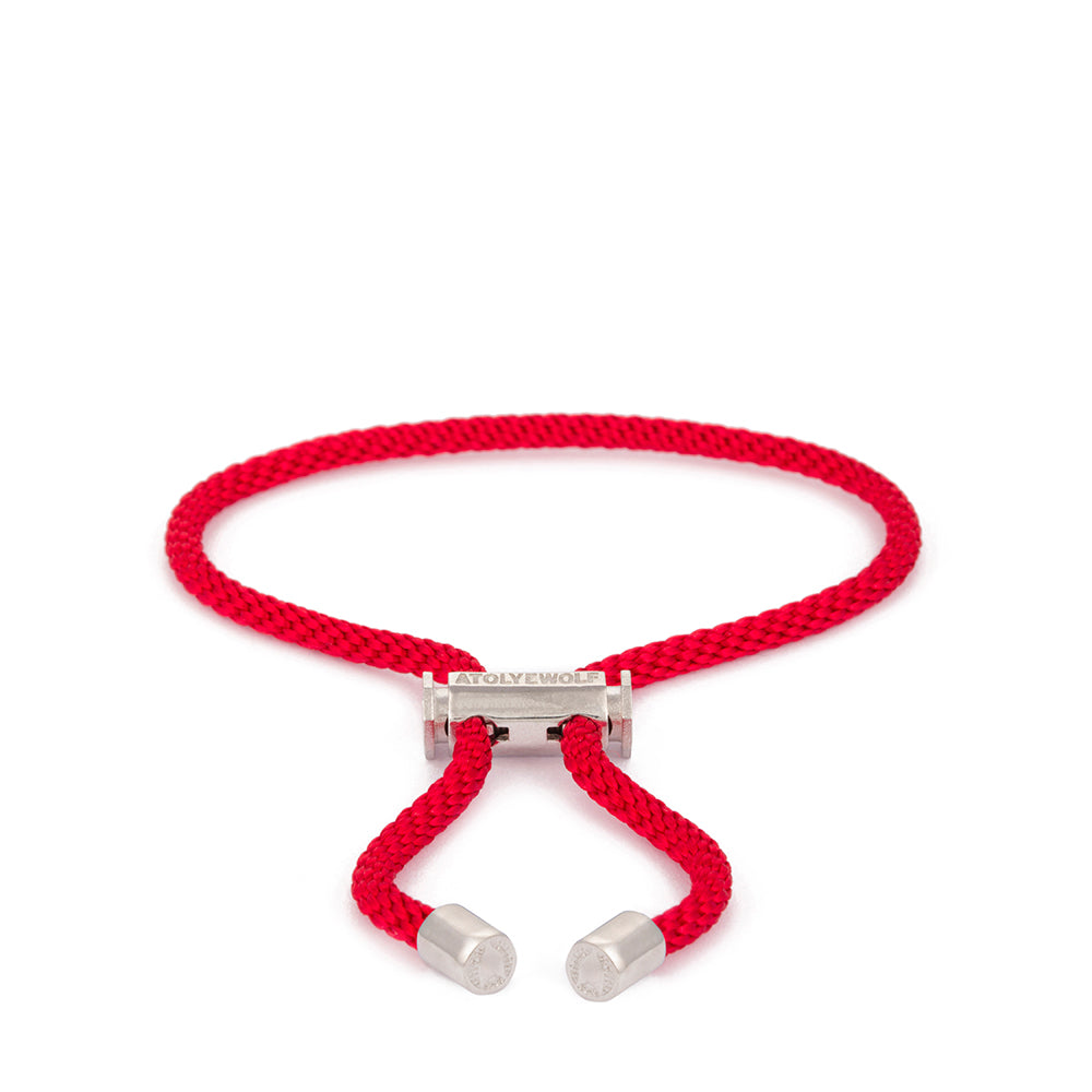 Red Lace Bracelet in Silver