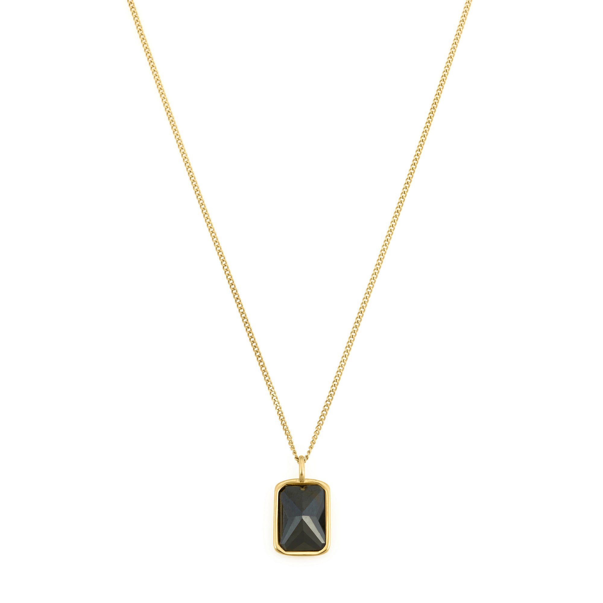 Black Stone Necklace in Gold
