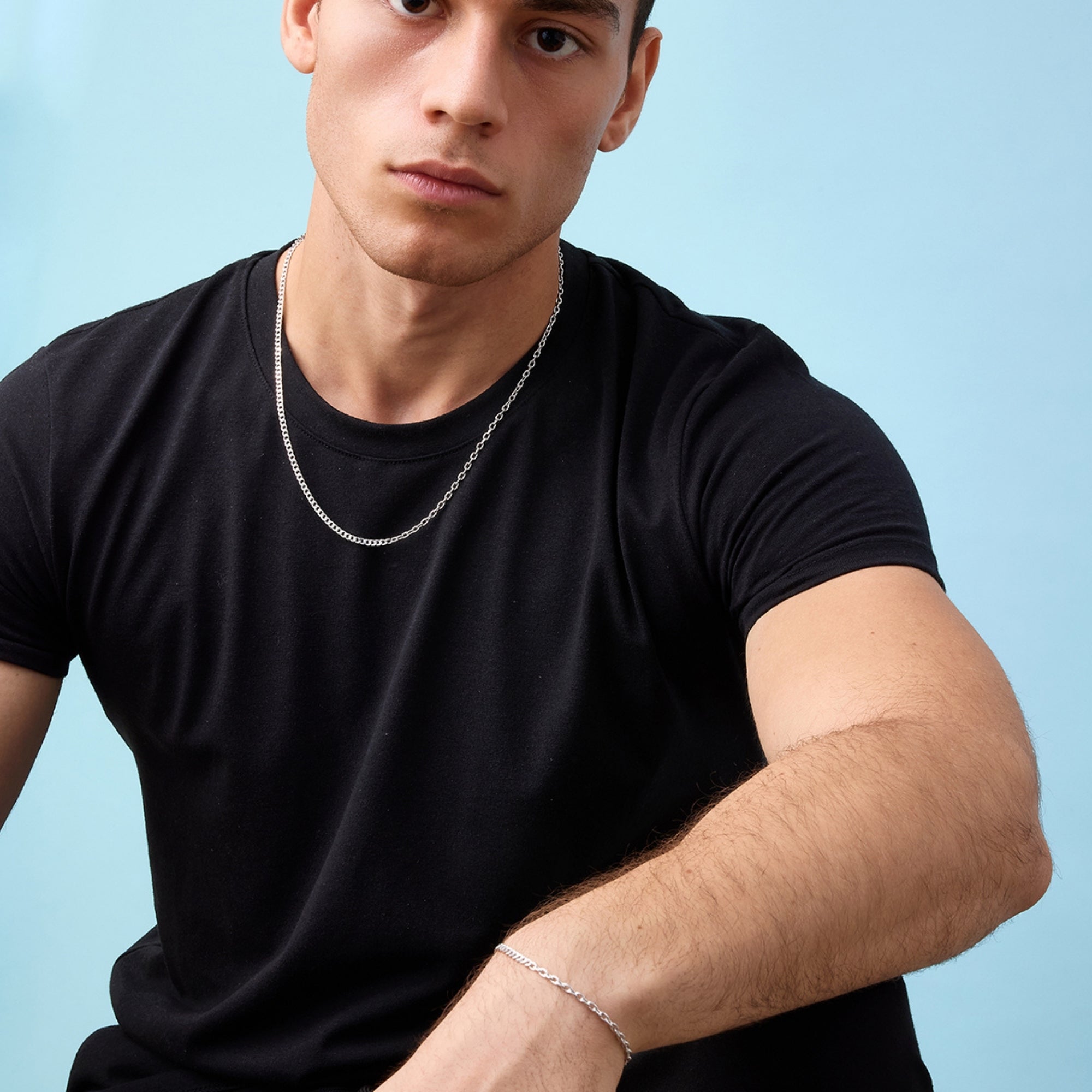 Cable Curb Necklace in Silver