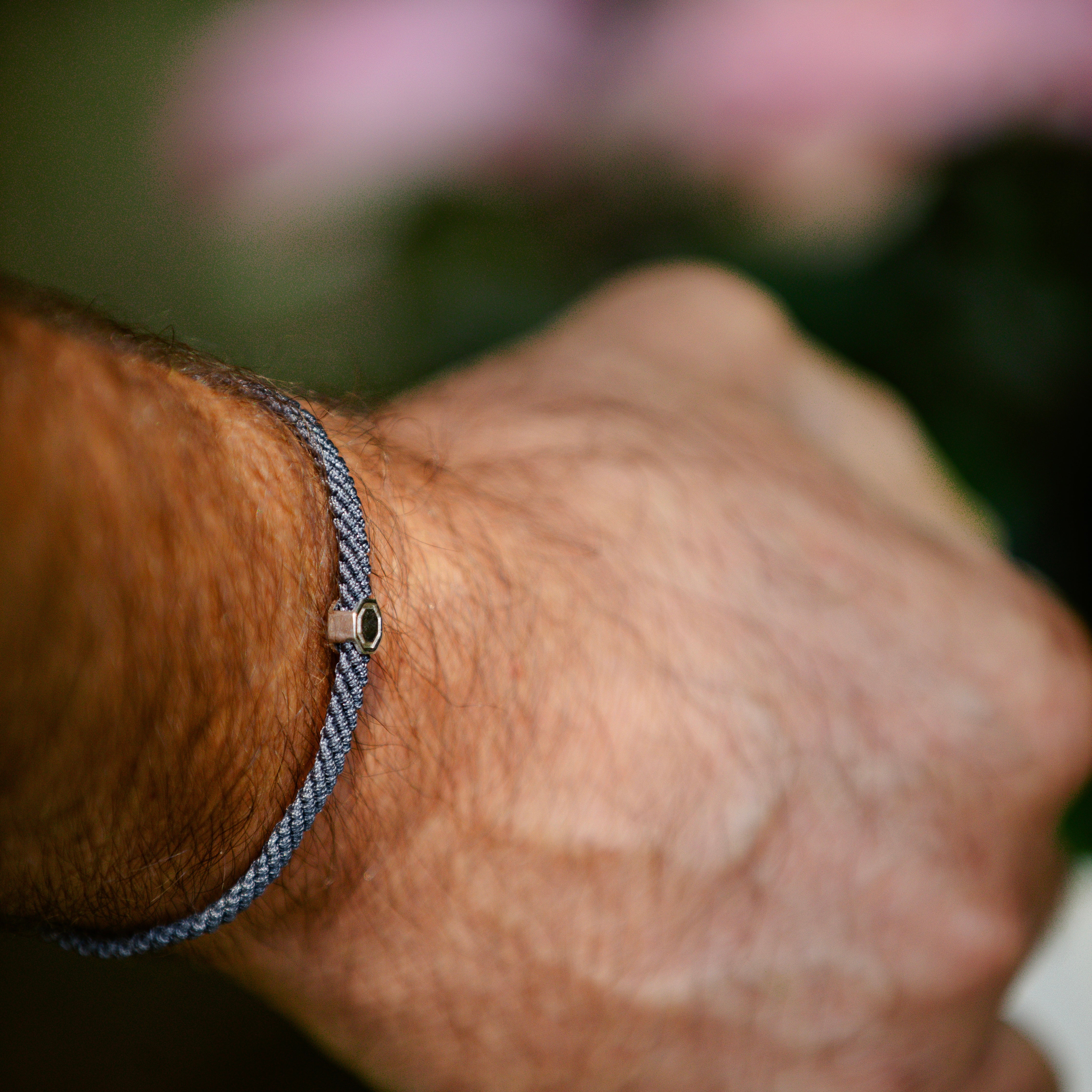 Grey Macrame Bracelet in Silver