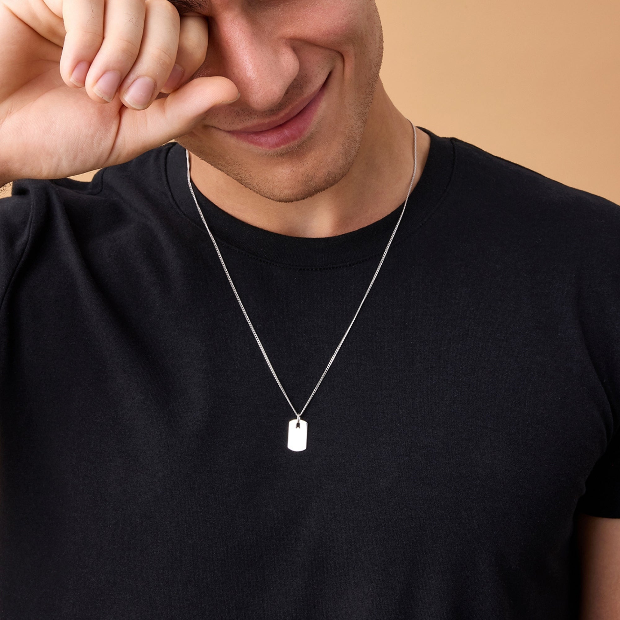 Small Plate Necklace in Silver