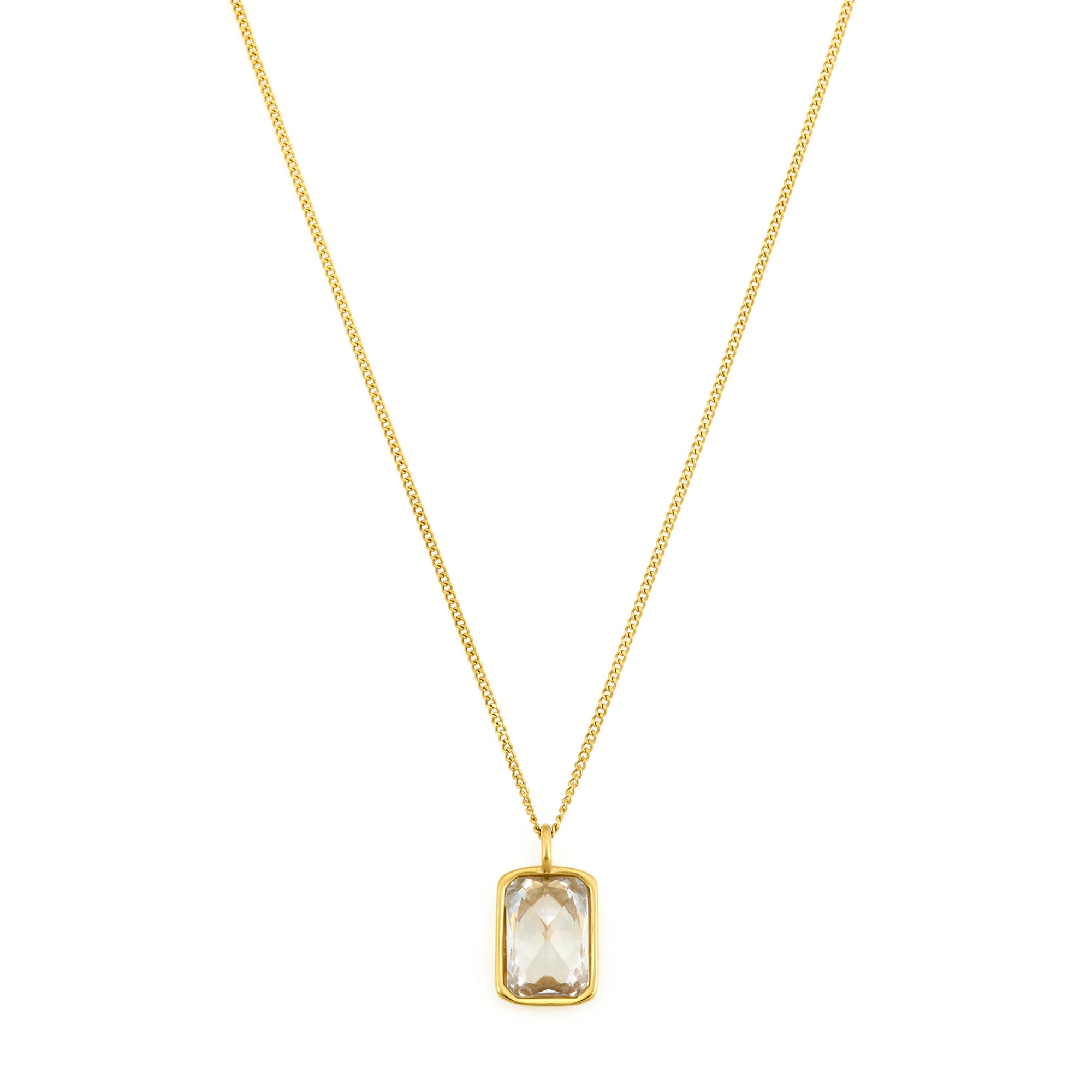 White Stone Necklace in Gold