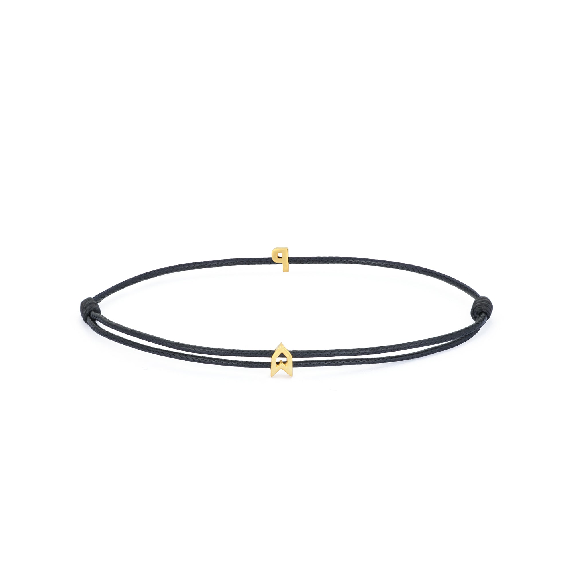 Alphabet Black Chance Bracelet in Gold