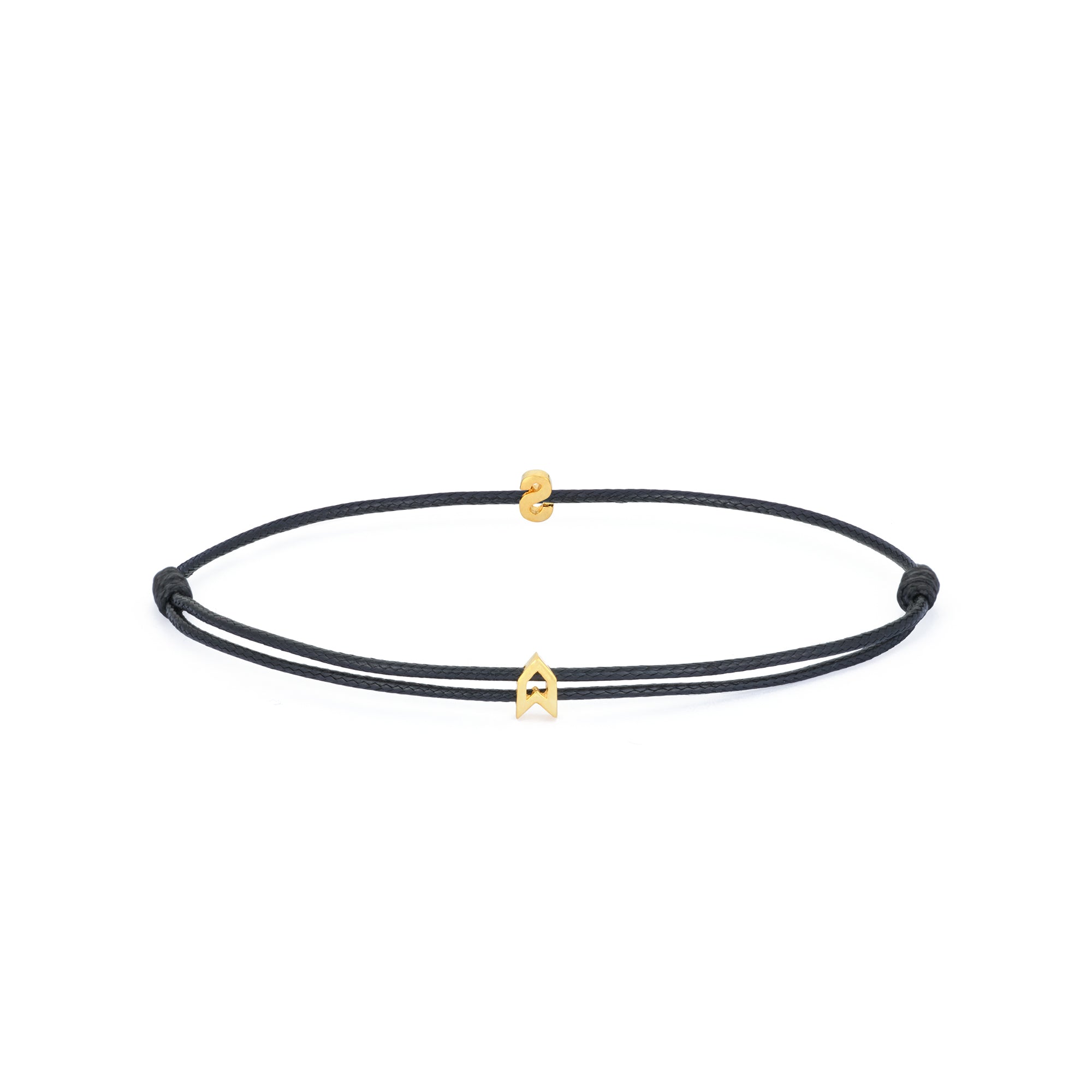 Alphabet Black Chance Bracelet in Gold