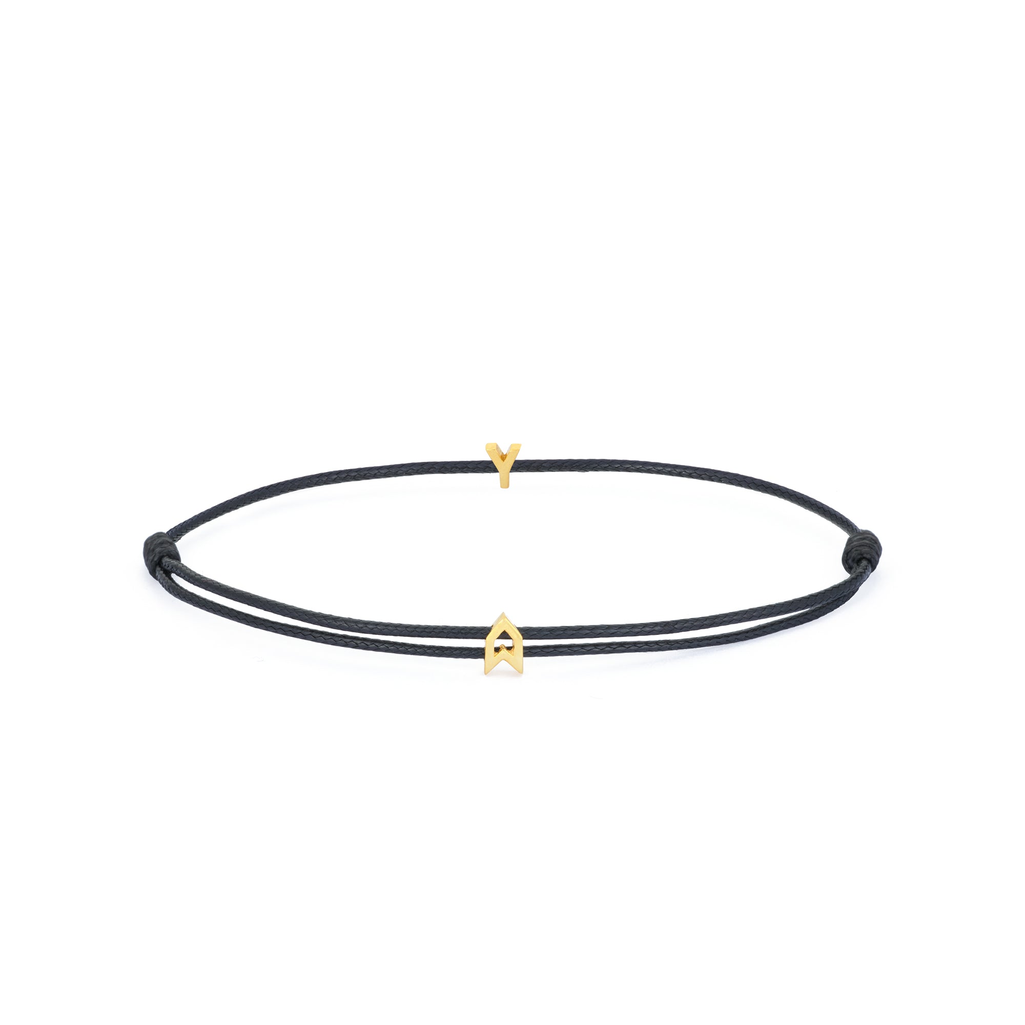 Alphabet Black Chance Bracelet in Gold