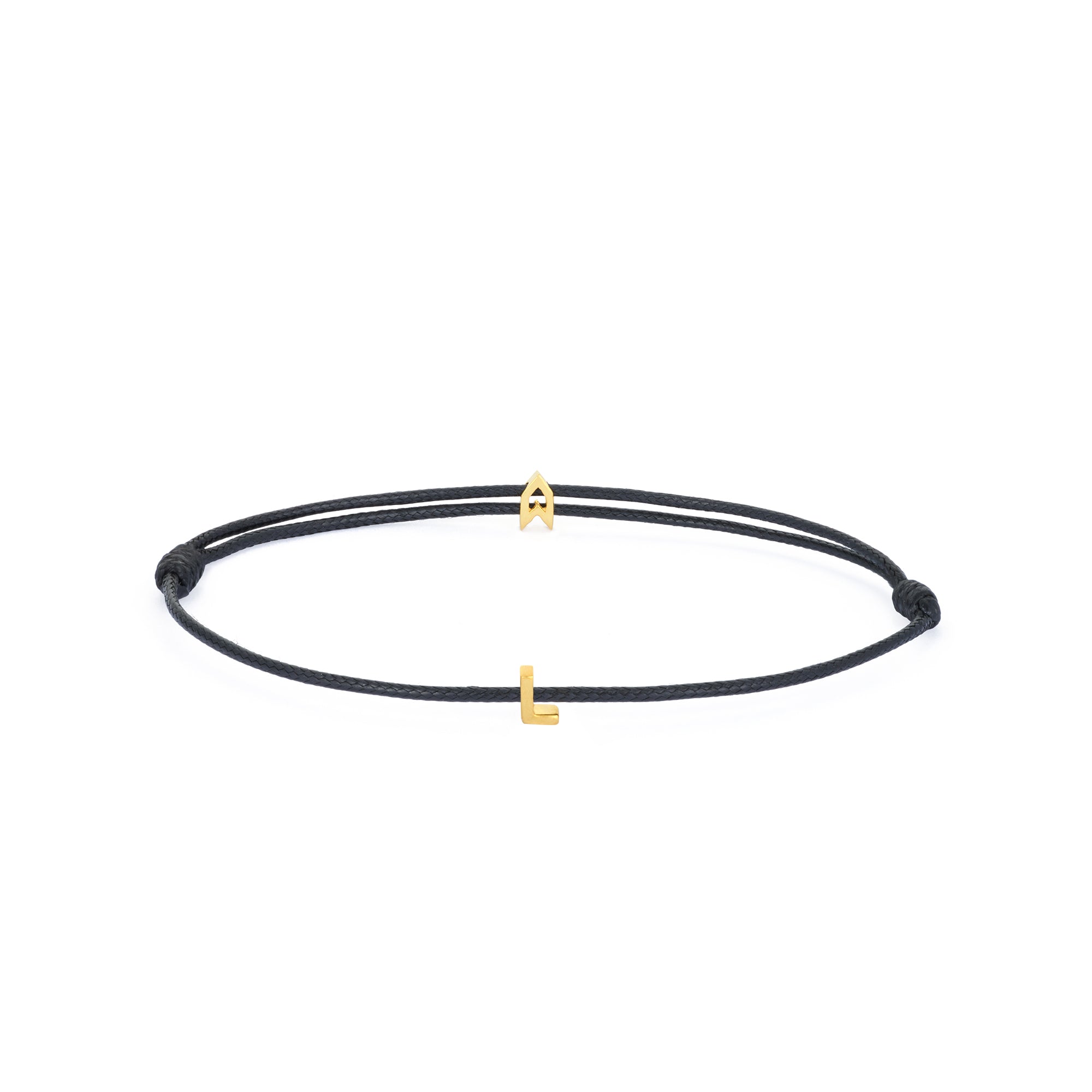 Alphabet Black Chance Bracelet in Gold