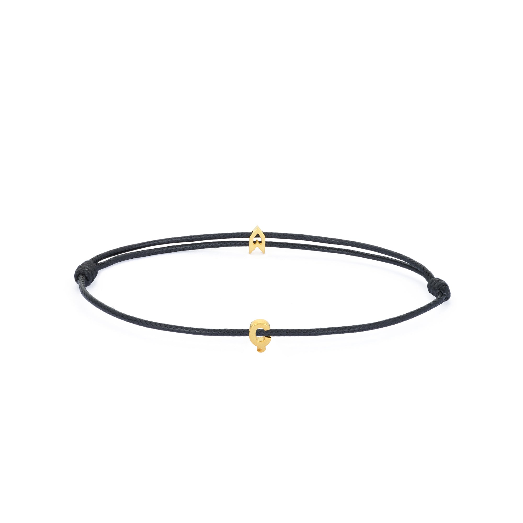 Alphabet Black Chance Bracelet in Gold