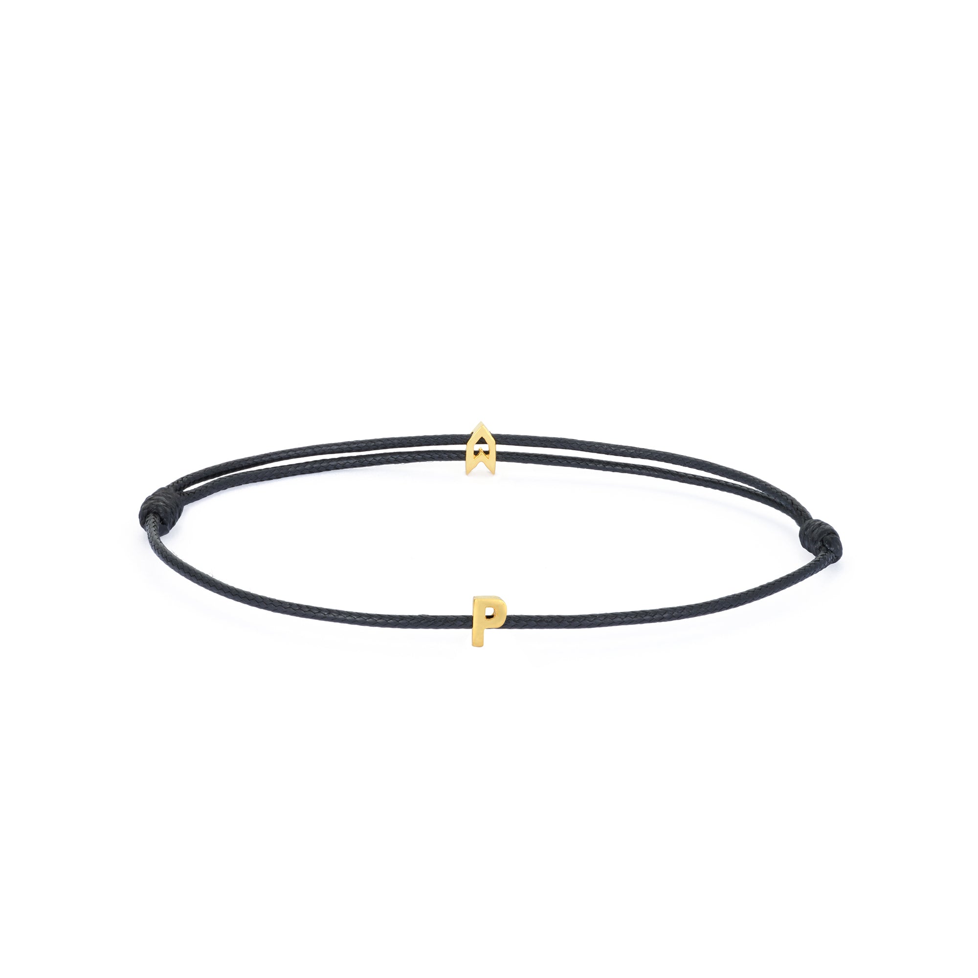 Alphabet Black Chance Bracelet in Gold