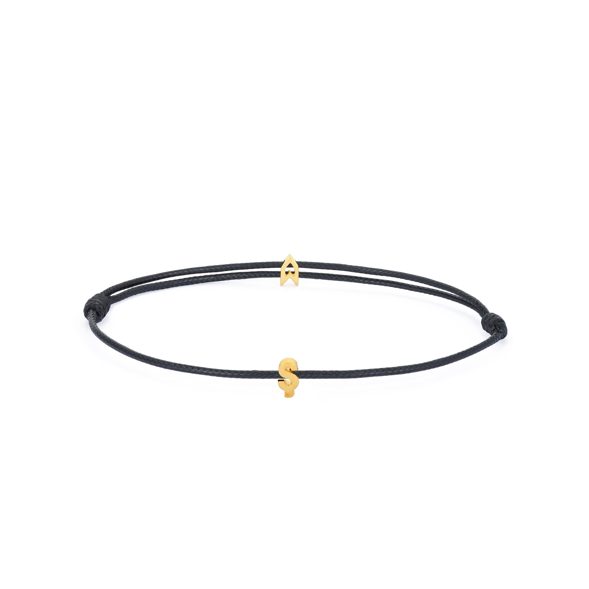 Alphabet Black Chance Bracelet in Gold
