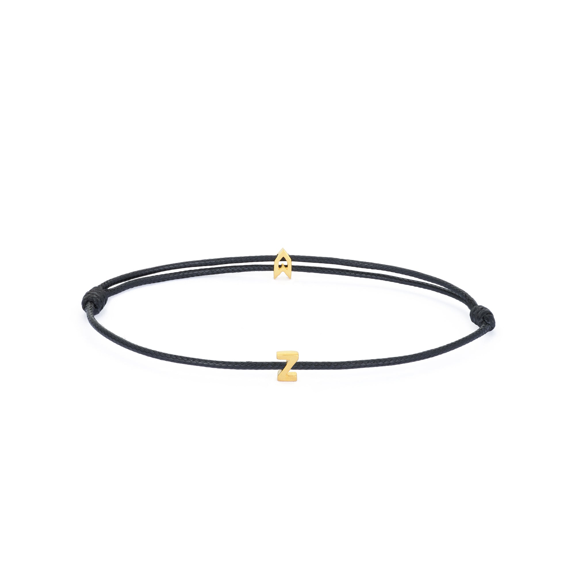 Alphabet Black Chance Bracelet in Gold