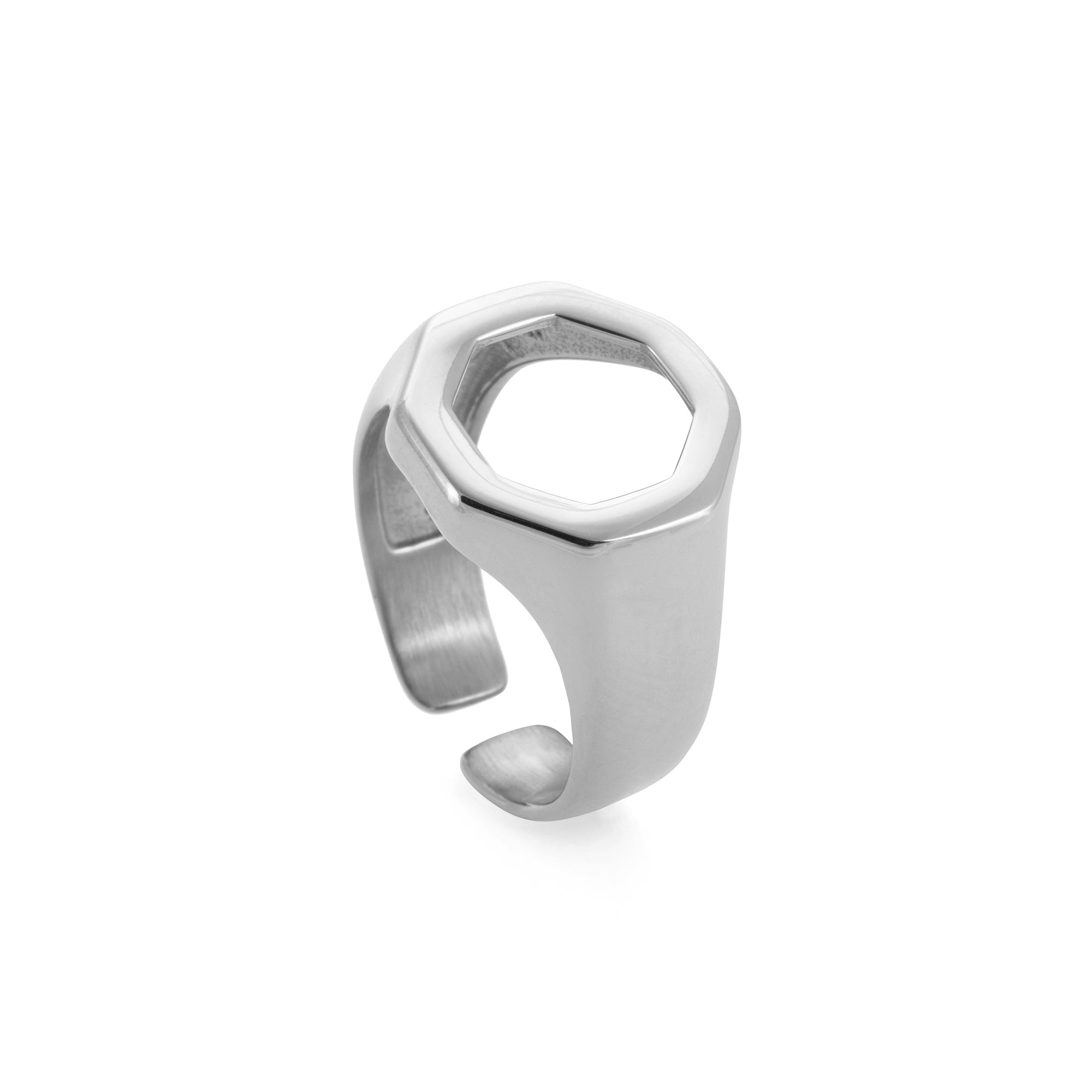 Empty Octagon Ring in Silver