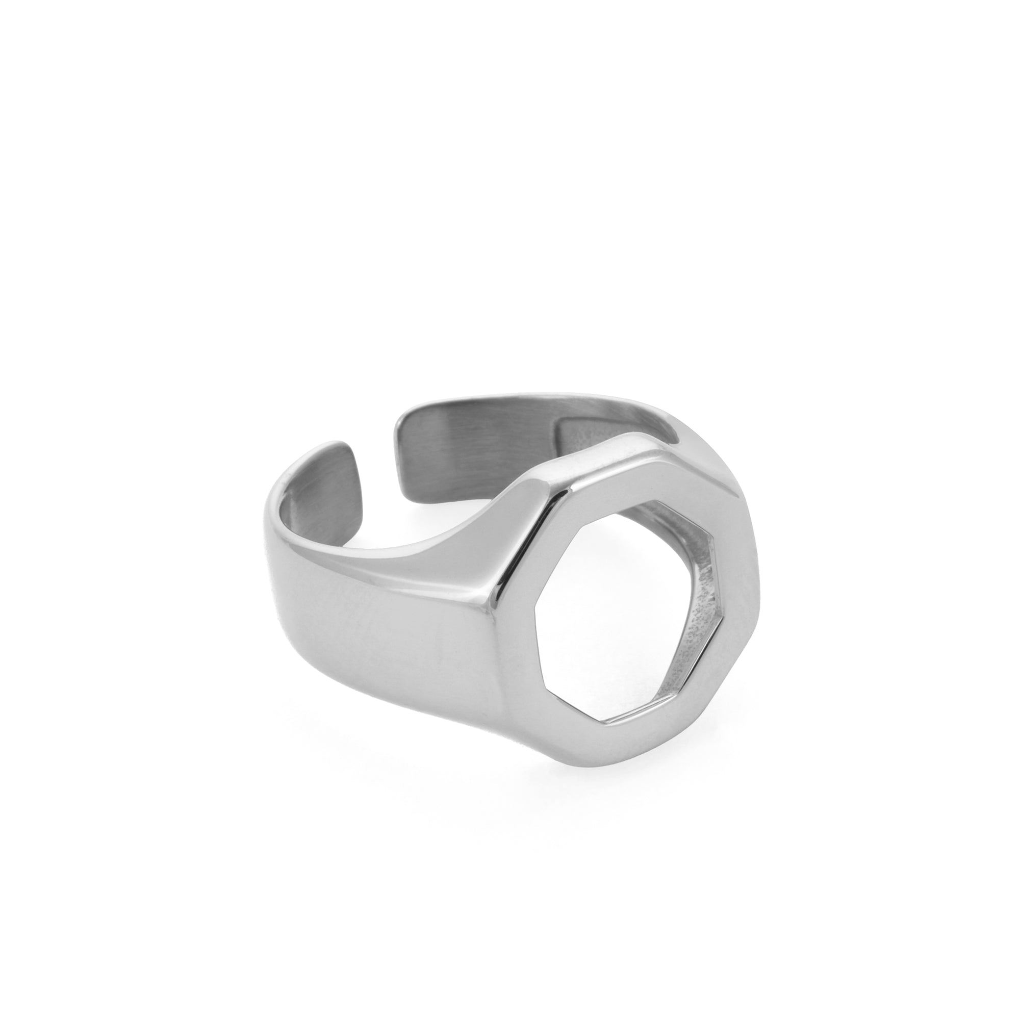 Empty Octagon Ring in Silver