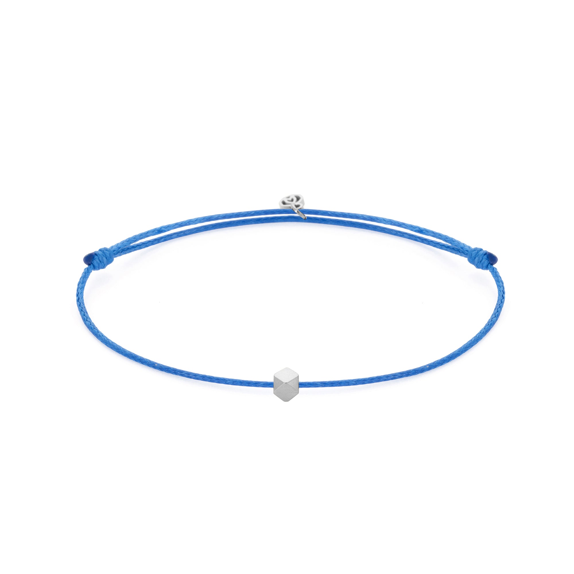 Blue Cord Bracelet in Silver