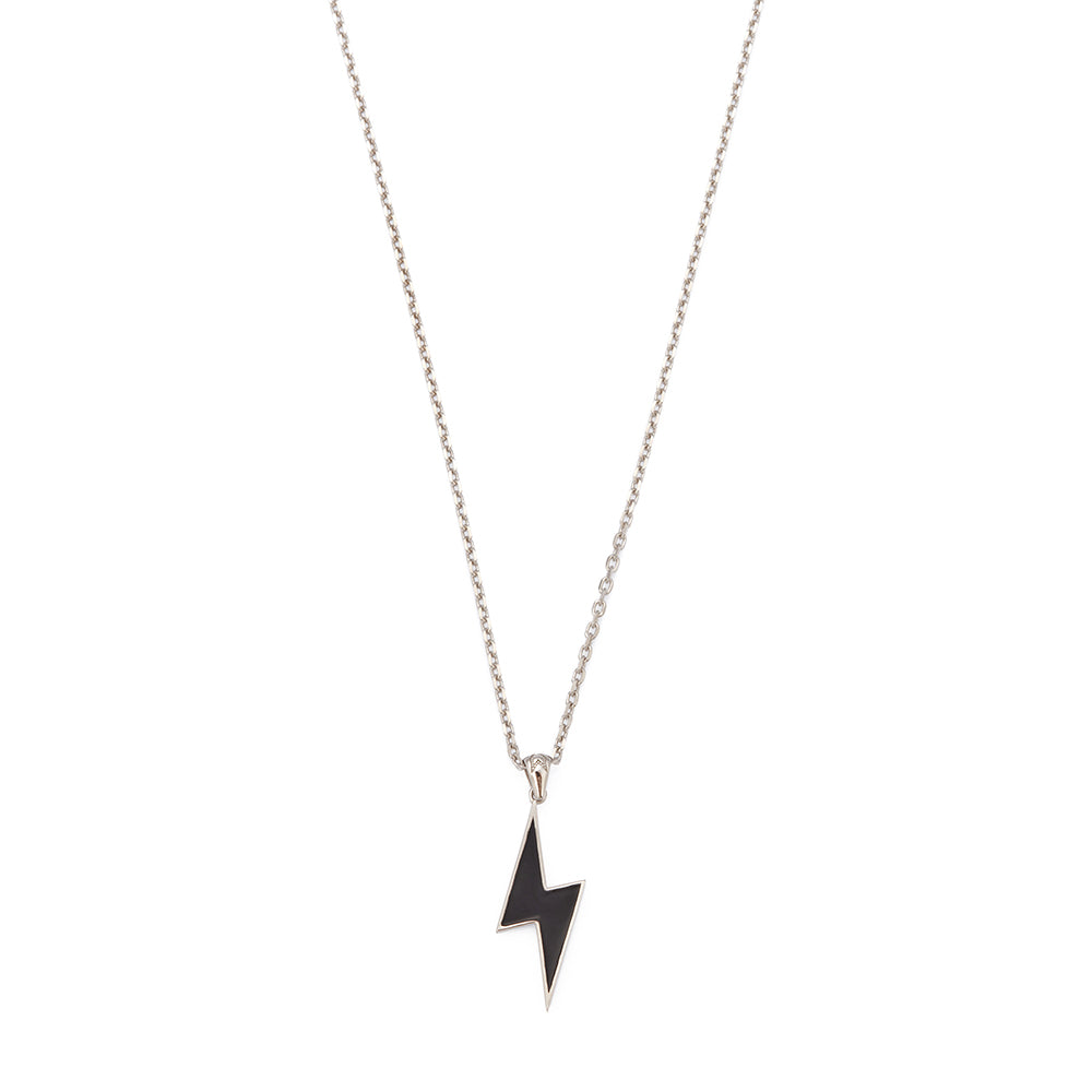 Black Lightning Necklace in Silver