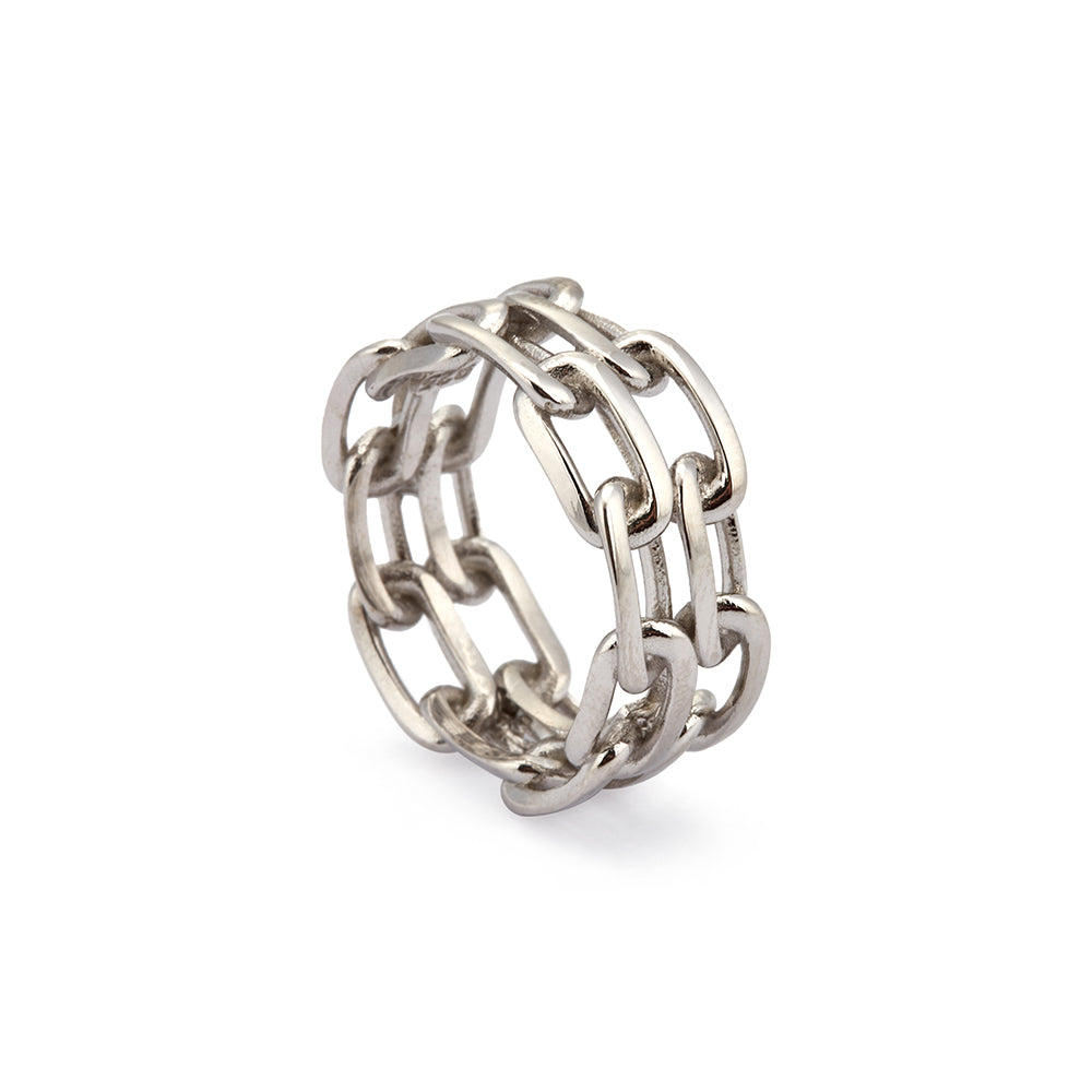 Double Forsa Chain Ring in Silver