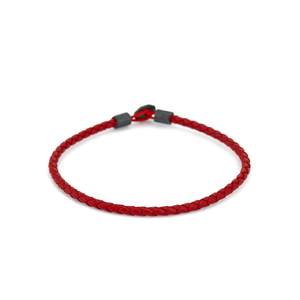 Red Leather Chance Bracelet in Oxide