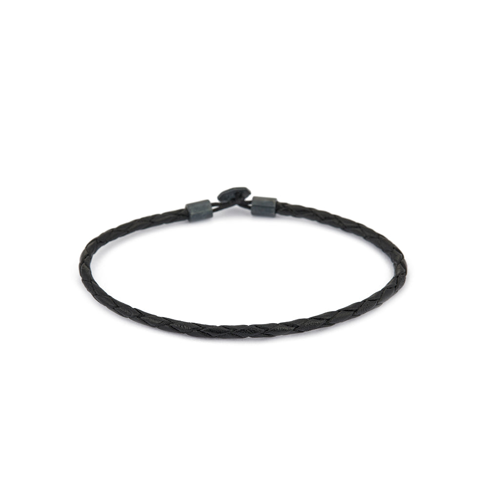 Black Leather Chance Bracelet in Oxide