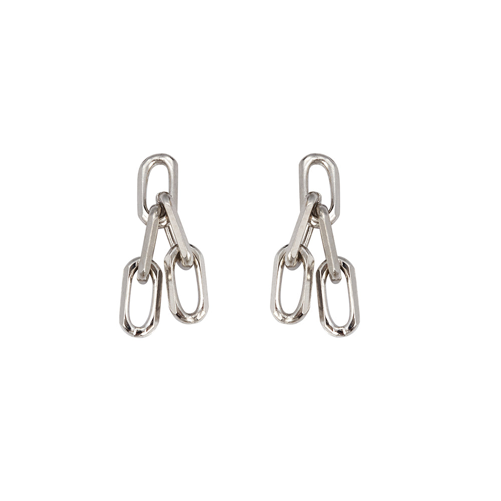 Double Forsa Chain Earrings in Silver