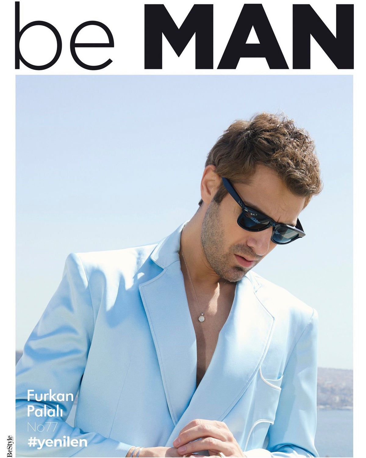 Single Octagonal Necklace on the cover of be MAN