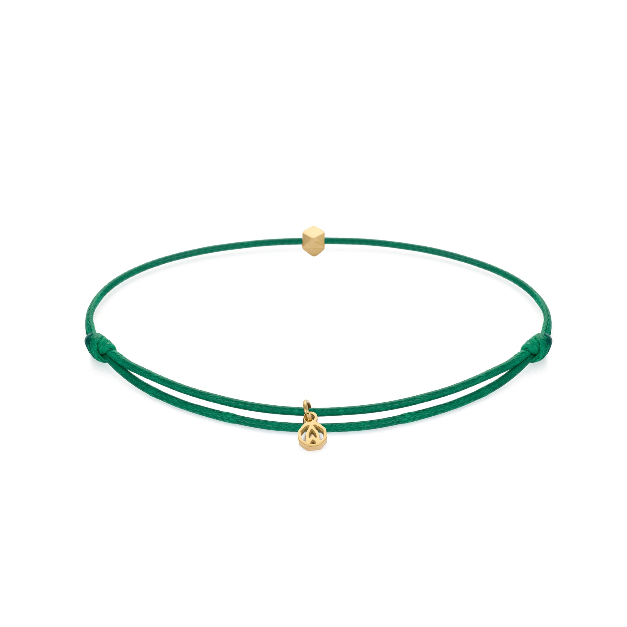 Green Cord Bracelet in Gold