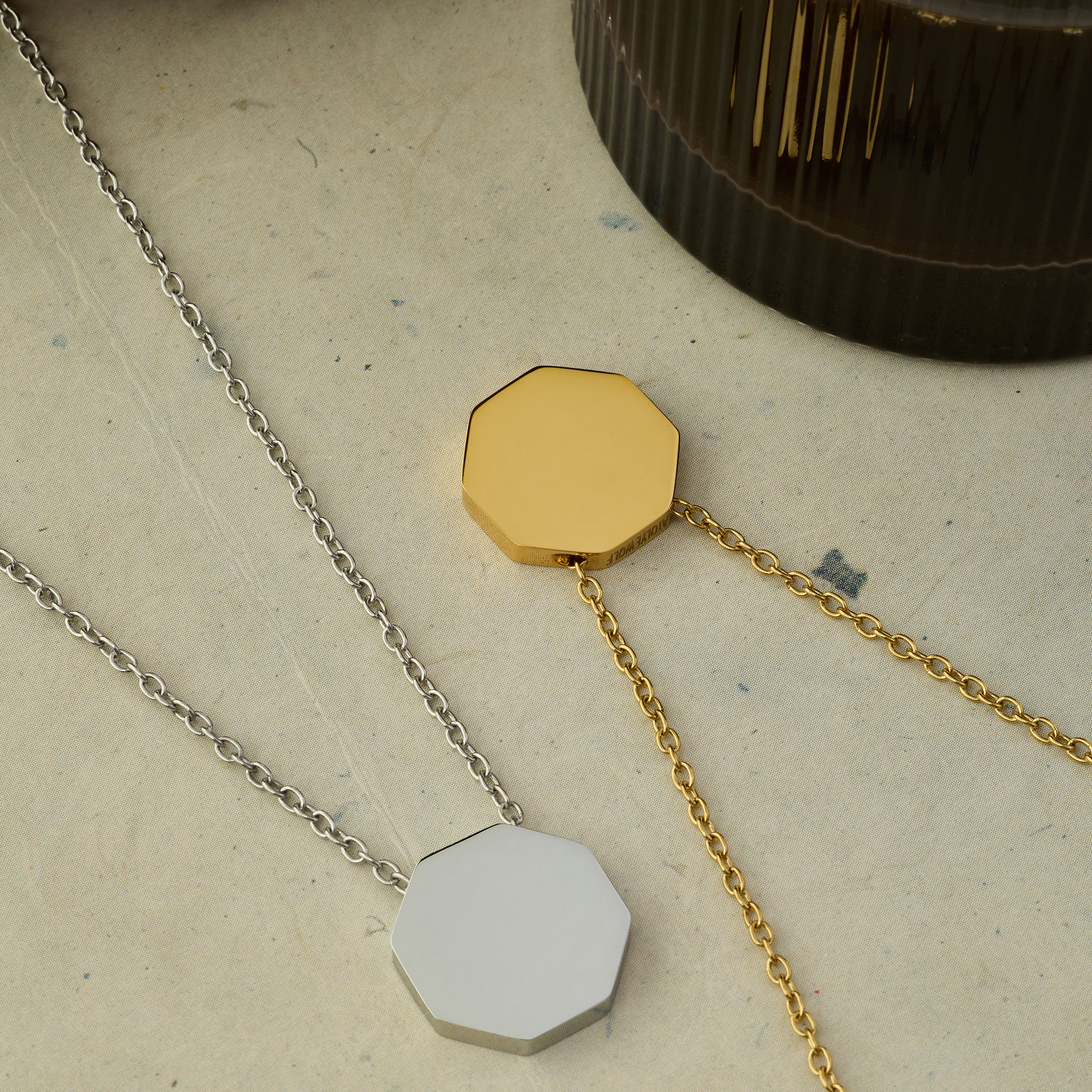 Full Octagon Necklace in Gold