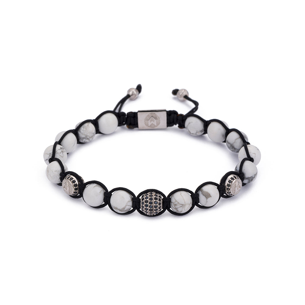 Howlite Shambala Bracelet in Silver