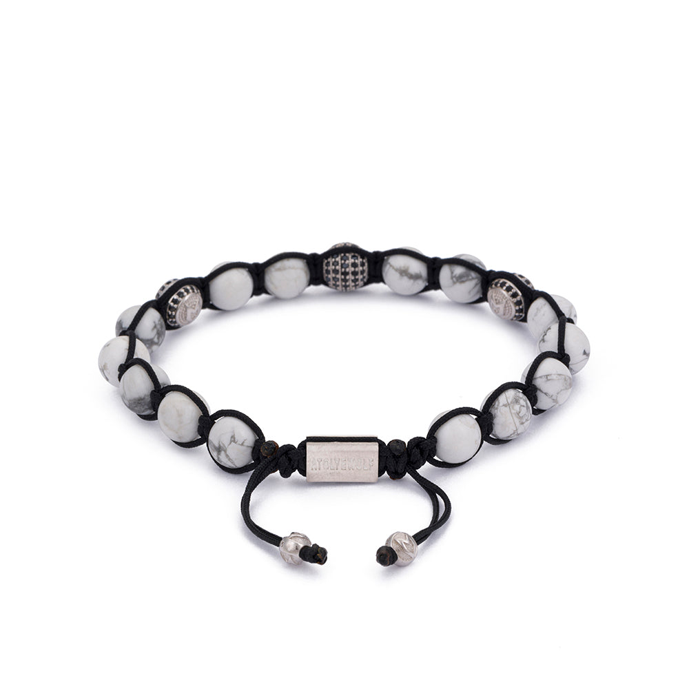 Howlite Shambala Bracelet in Silver