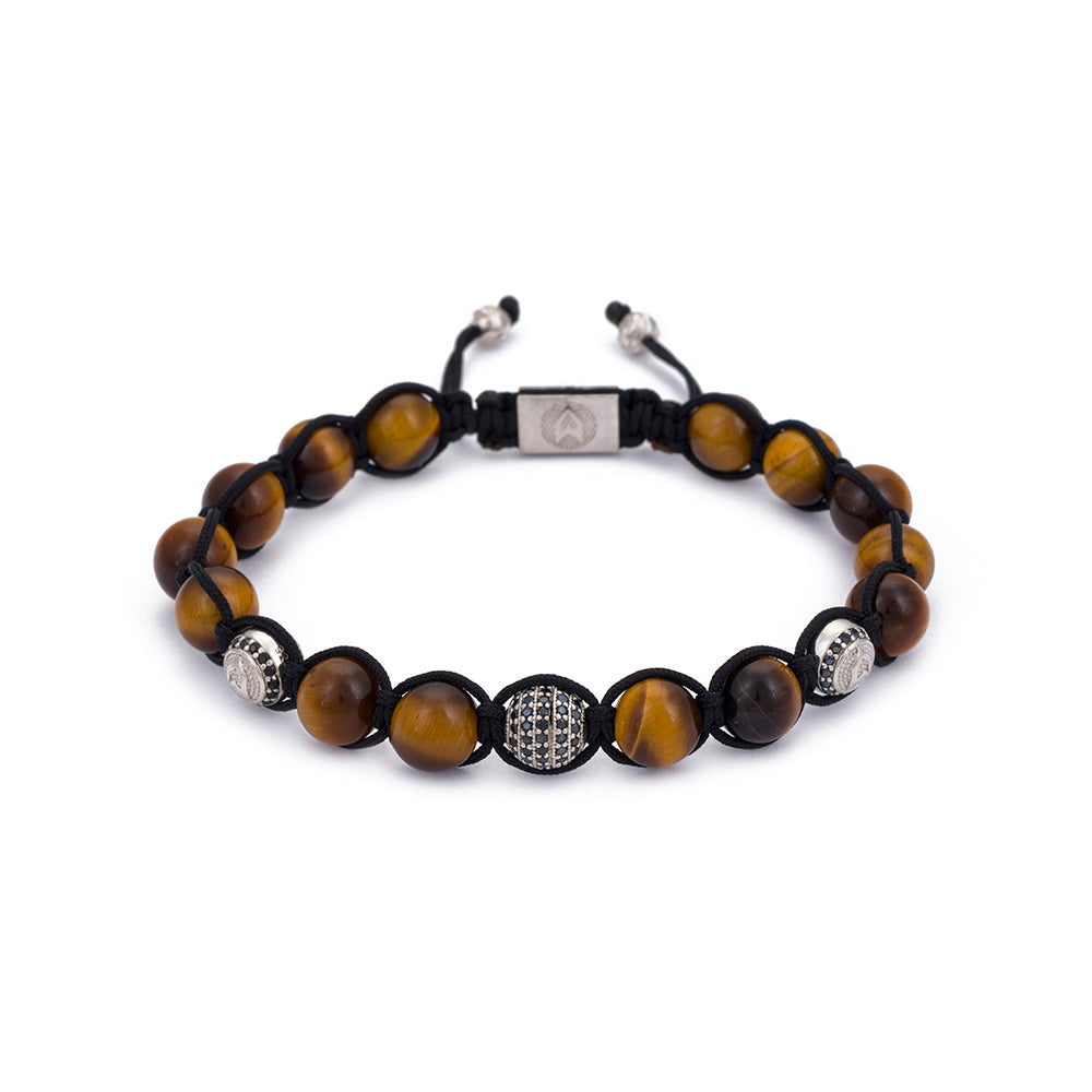 Tiger Eye Shambala Bracelet in Silver