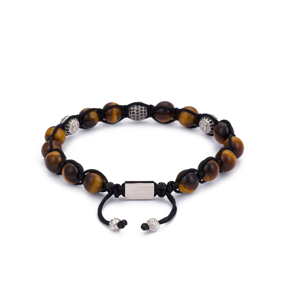 Tiger Eye Shambala Bracelet in Silver