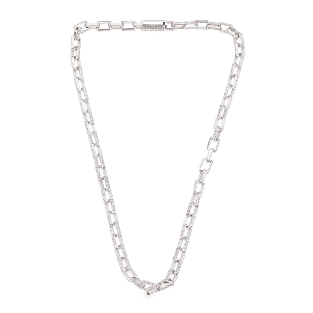 Inlaid Chain Necklace in Silver