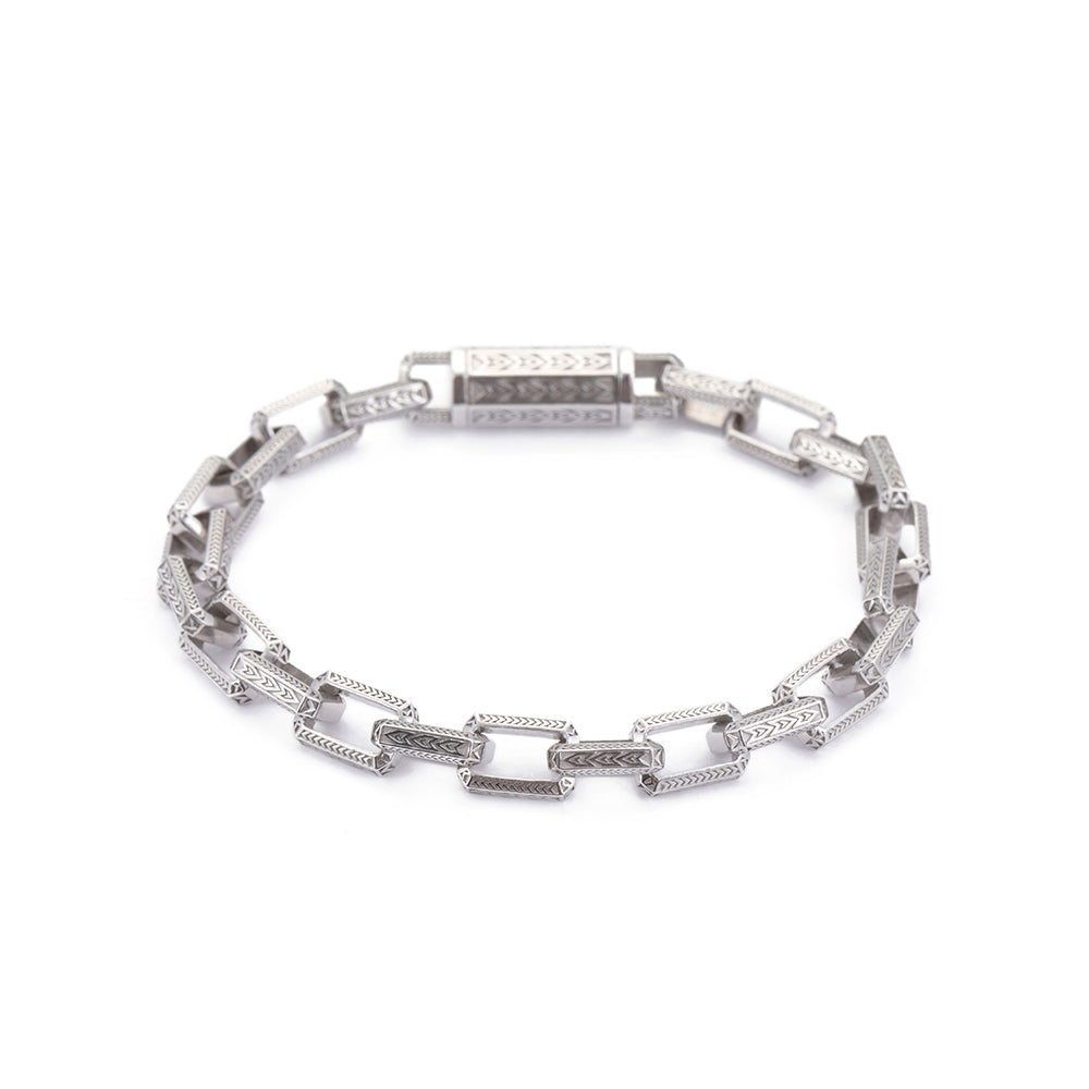 Inlaid Chain Bracelet in Silver