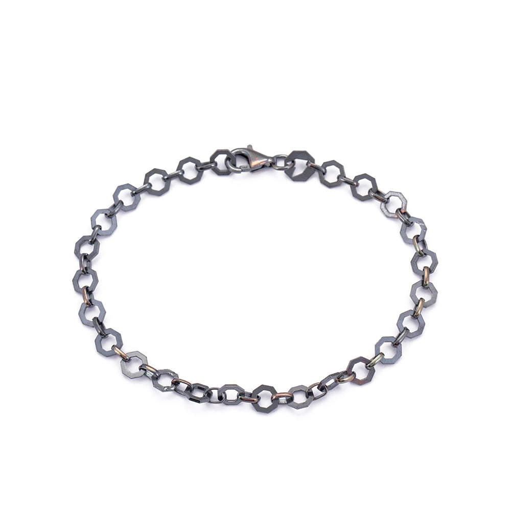 Octagonal Chain Bracelet in Oxide