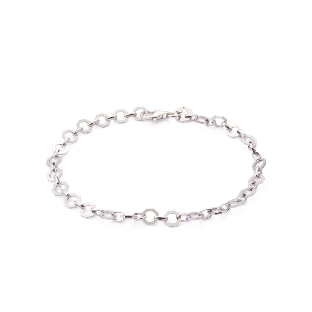 Octagonal Chain Bracelet in Silver