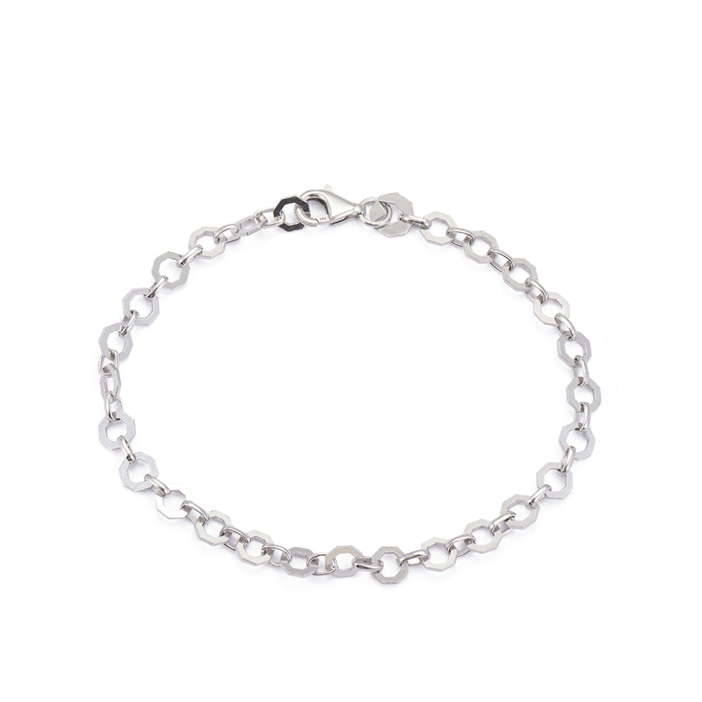 Octagonal Chain Bracelet in Silver