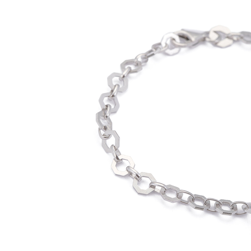 Octagonal Chain Bracelet in Silver