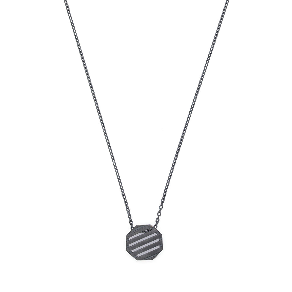 Striped Octagonal Necklace in Oxide