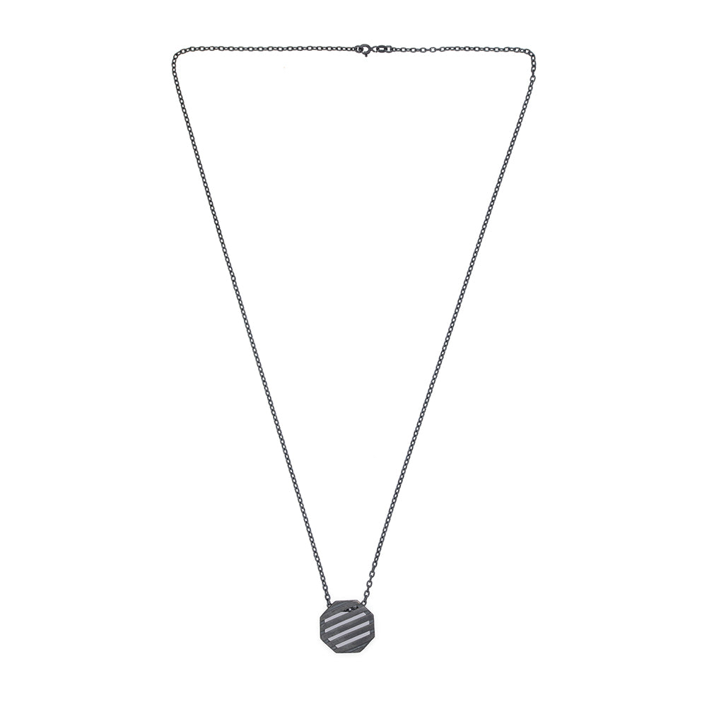 Striped Octagonal Necklace in Oxide