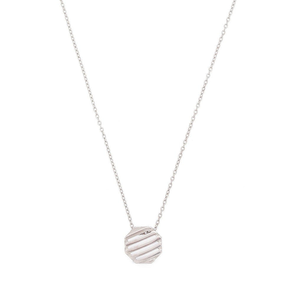 Striped Octagonal Necklace in Silver