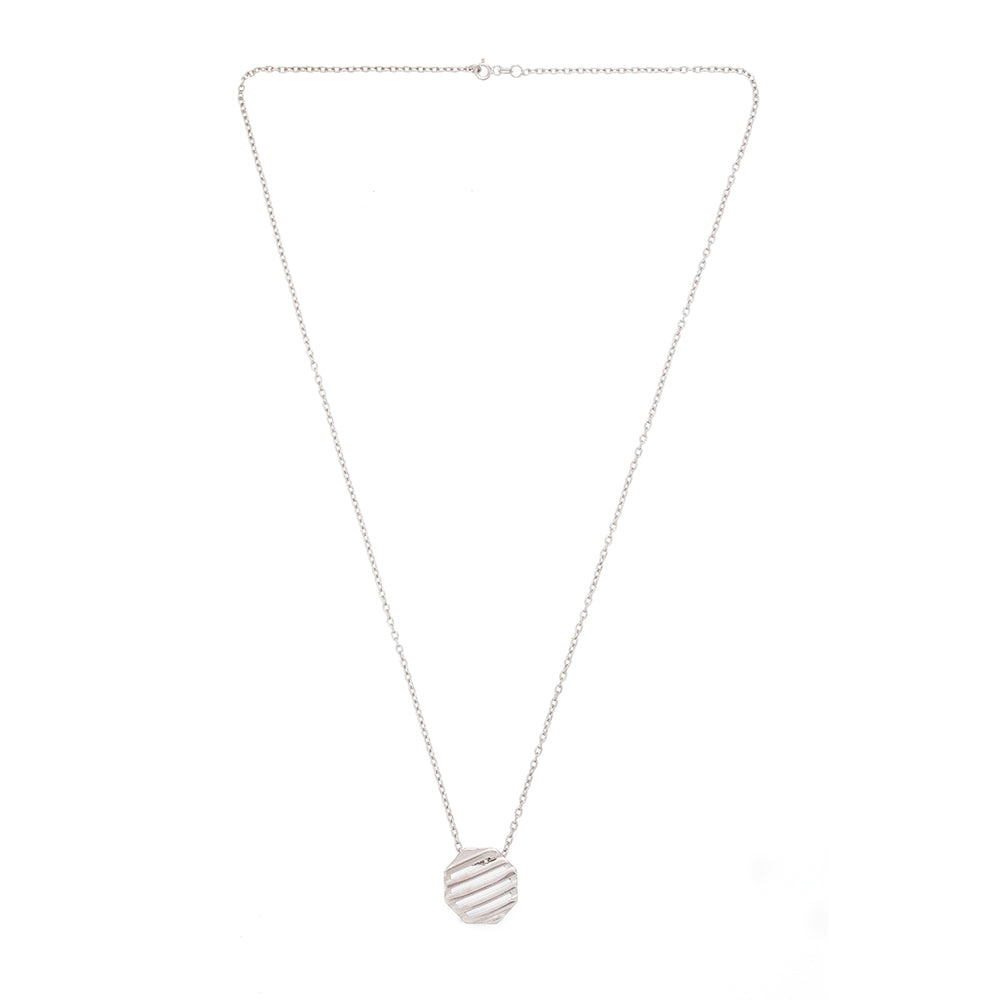 Striped Octagonal Necklace in Silver